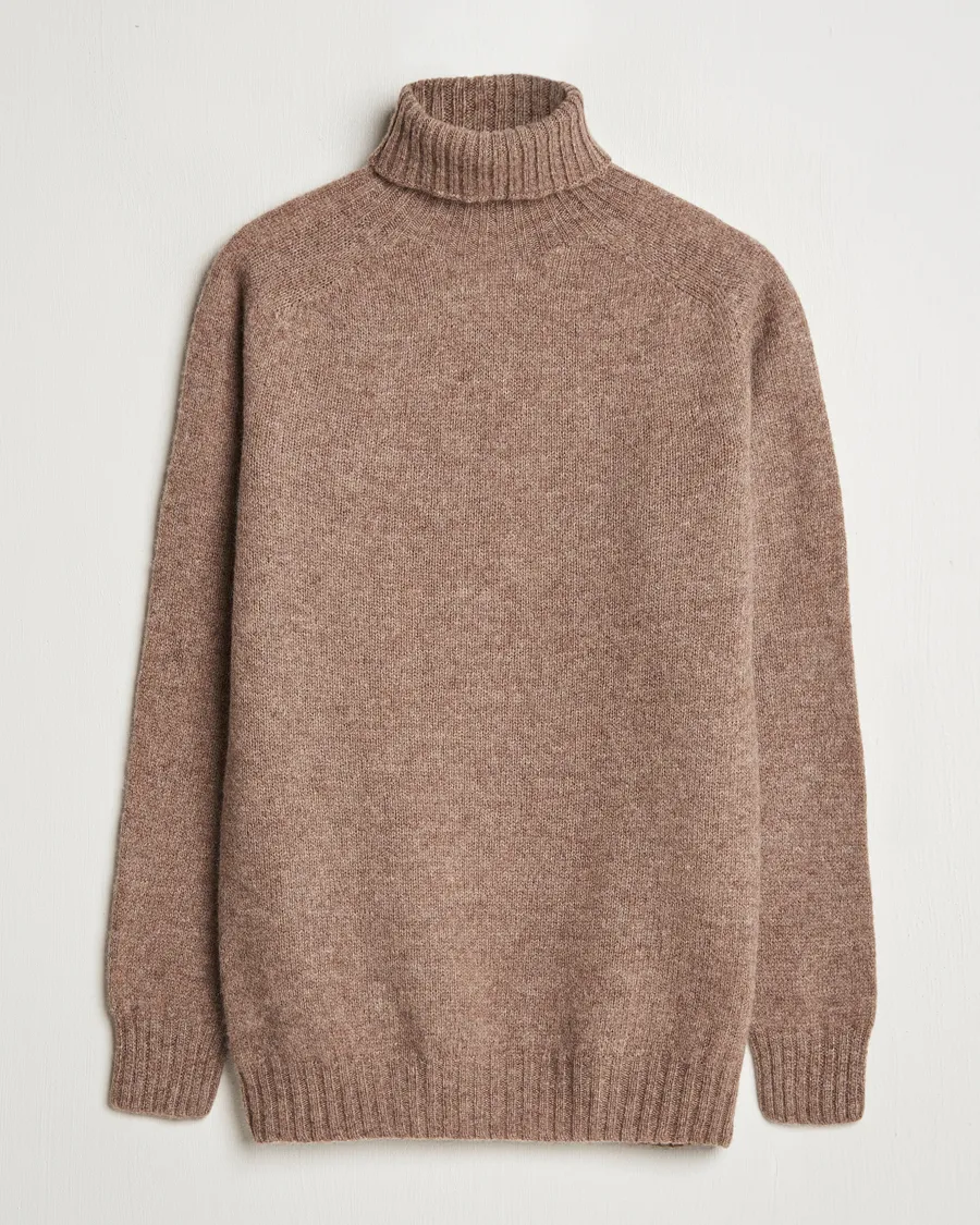 Harley Of Scotland Supersoft Lambswool Rollneck Nutmeg Brown