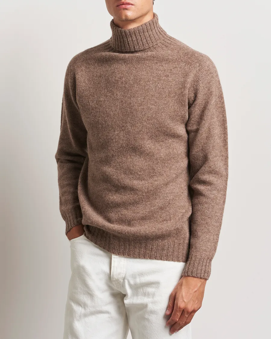 Harley Of Scotland Supersoft Lambswool Rollneck Nutmeg Brown
