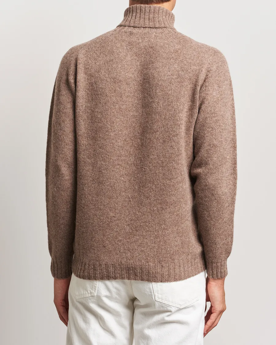 Harley Of Scotland Supersoft Lambswool Rollneck Nutmeg Brown