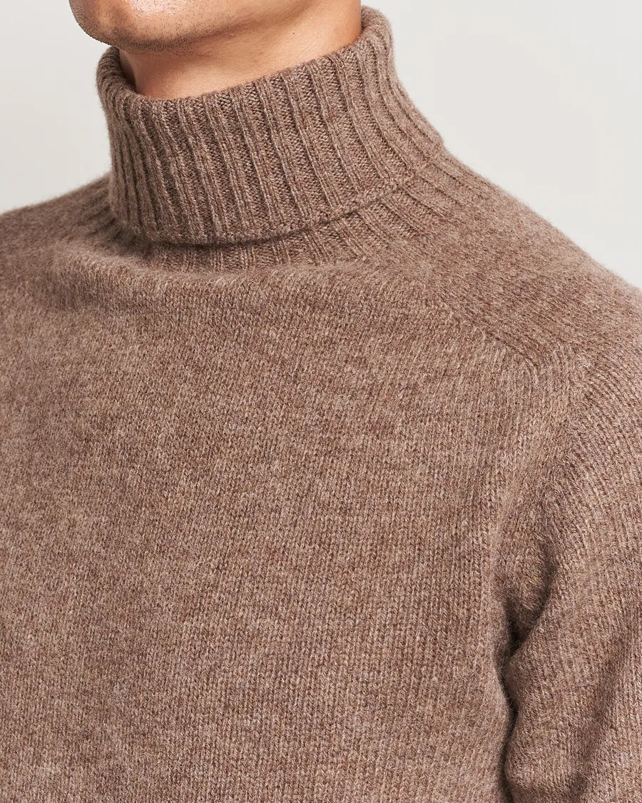 Harley Of Scotland Supersoft Lambswool Rollneck Nutmeg Brown