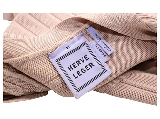 Herve Leger Lilith vendaje mini vestido en rayón beige Castaño 