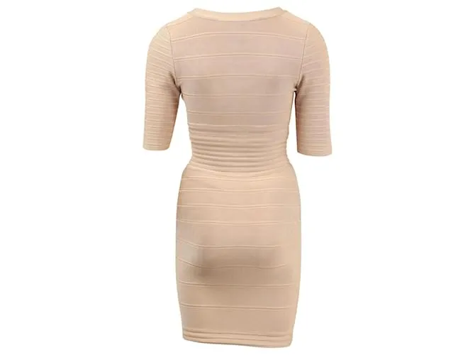Herve Leger Lilith vendaje mini vestido en rayón beige Castaño 