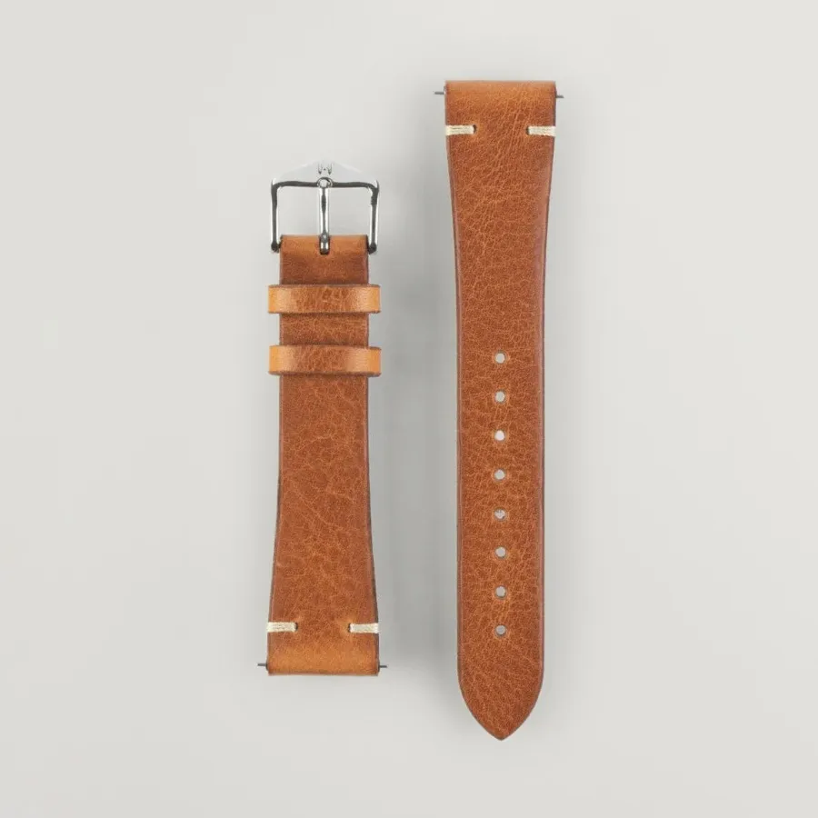 HIRSCH Bagnore Vintage Leather Watch Strap Golden Brown