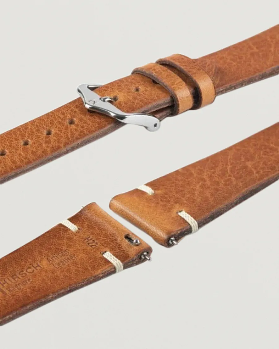 HIRSCH Bagnore Vintage Leather Watch Strap Golden Brown