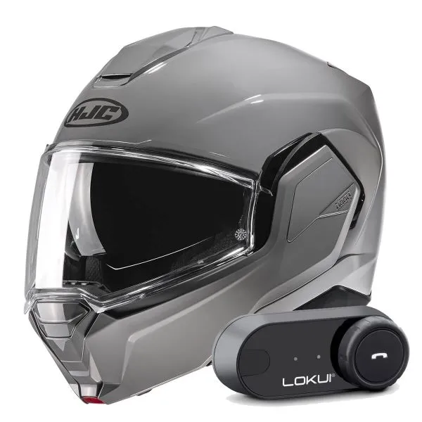 HJC i100 N. Grey + Kit Bluetooth Lokui K30 