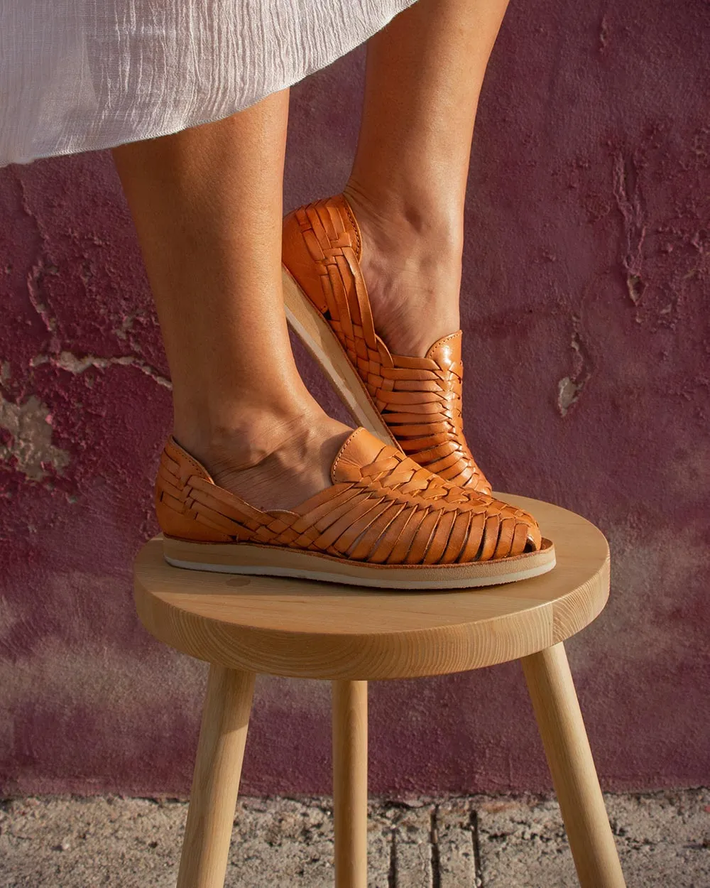 Huaraches trenzados con plataforma Sahuayo alto
