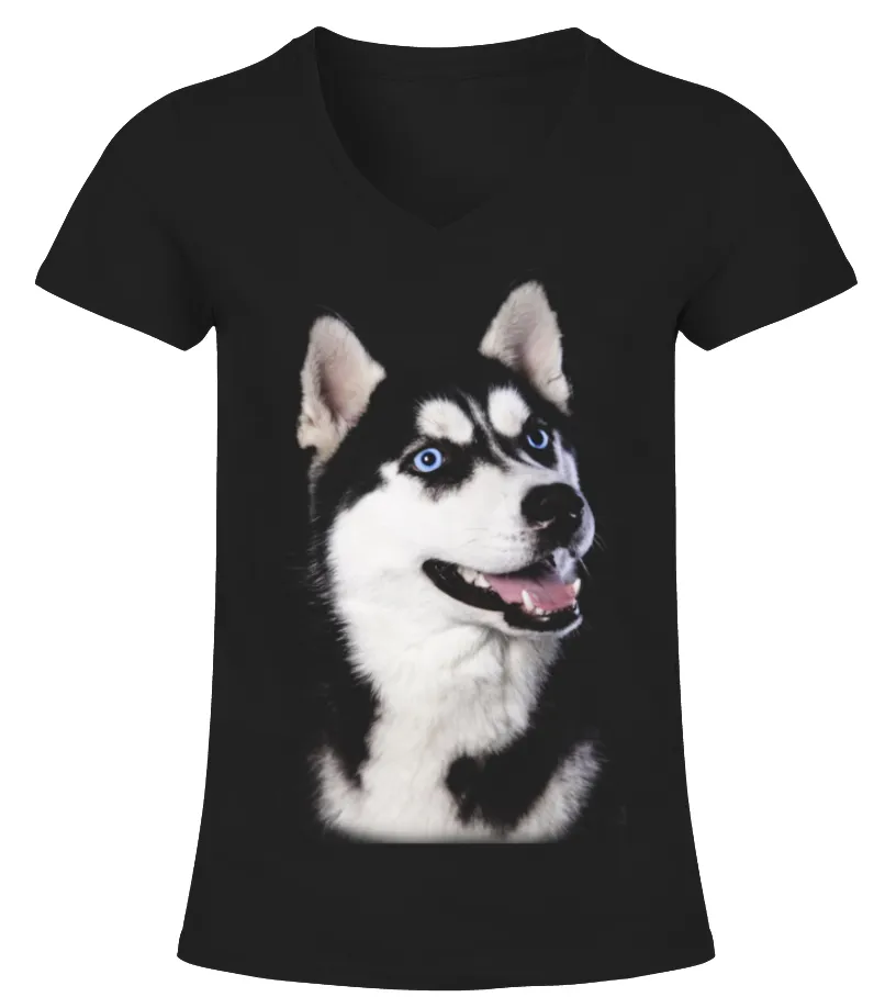 HUSKY DOG LOVER CLOTHING Camiseta cuello pico Mujer