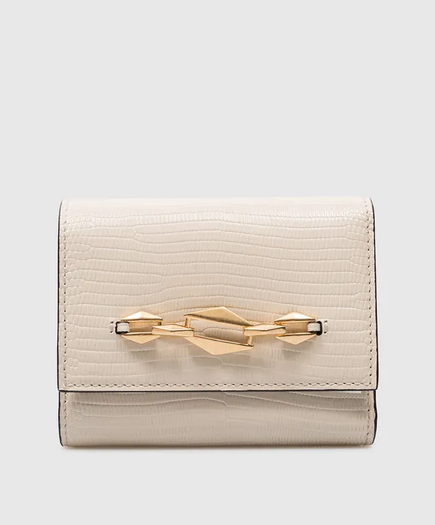 Jimmy Choo MARINDA beige leather wallet with lizard skin embossing