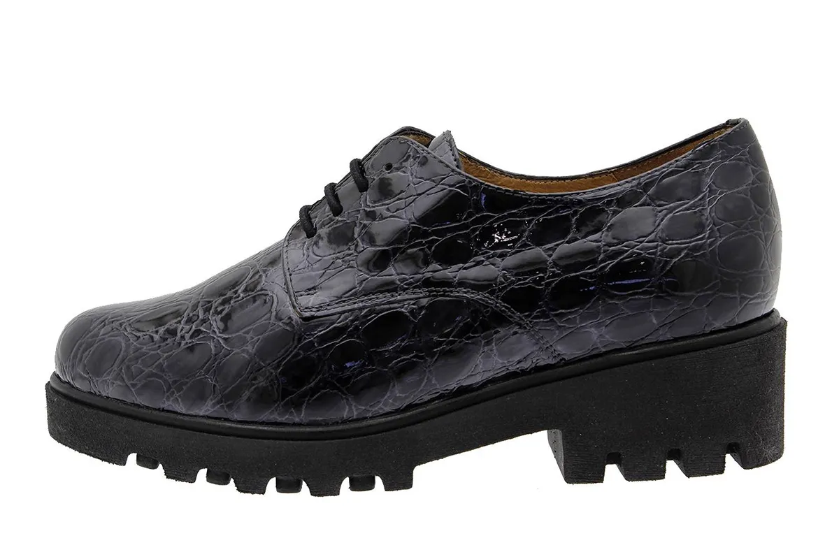 LACEUP SHOE GREY COCO PATENT