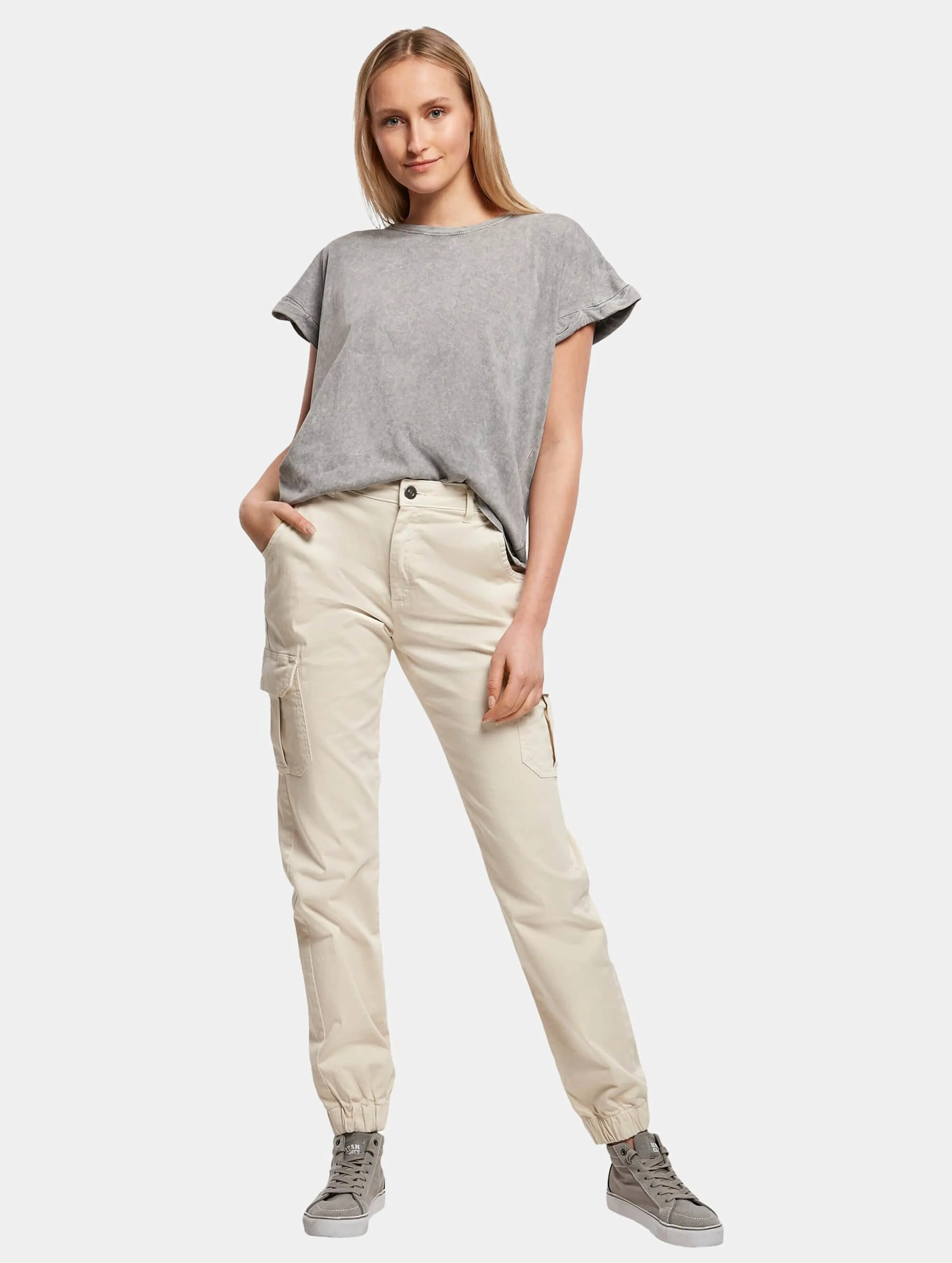 Ladies Acid Washed Extended Shoulder