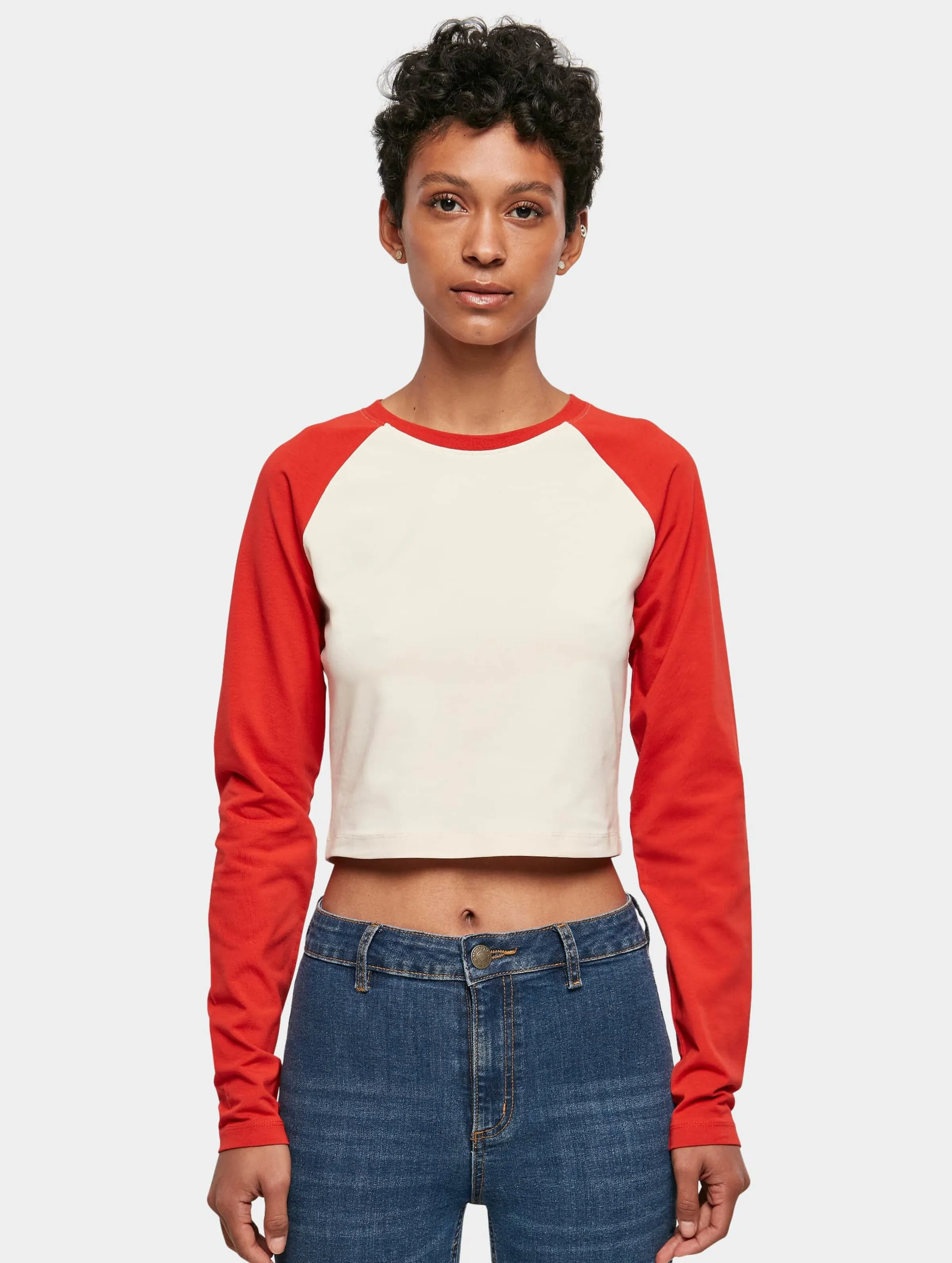 Ladies Organic Cropped Retro Baseball 