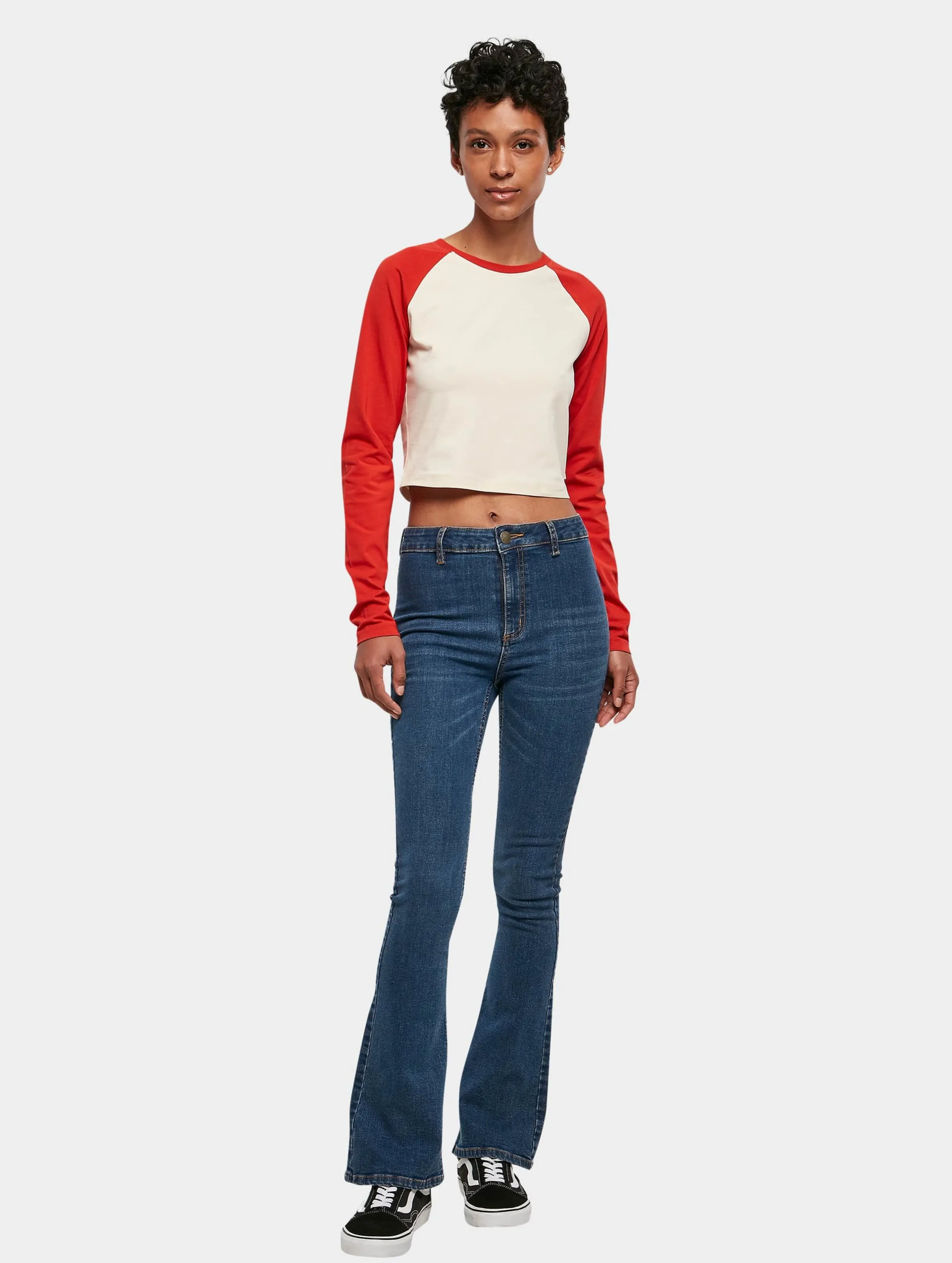Ladies Organic Cropped Retro Baseball 