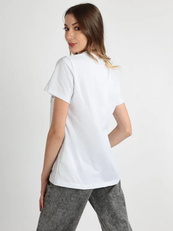 Ladp Camiseta de mujer de algodón con texto