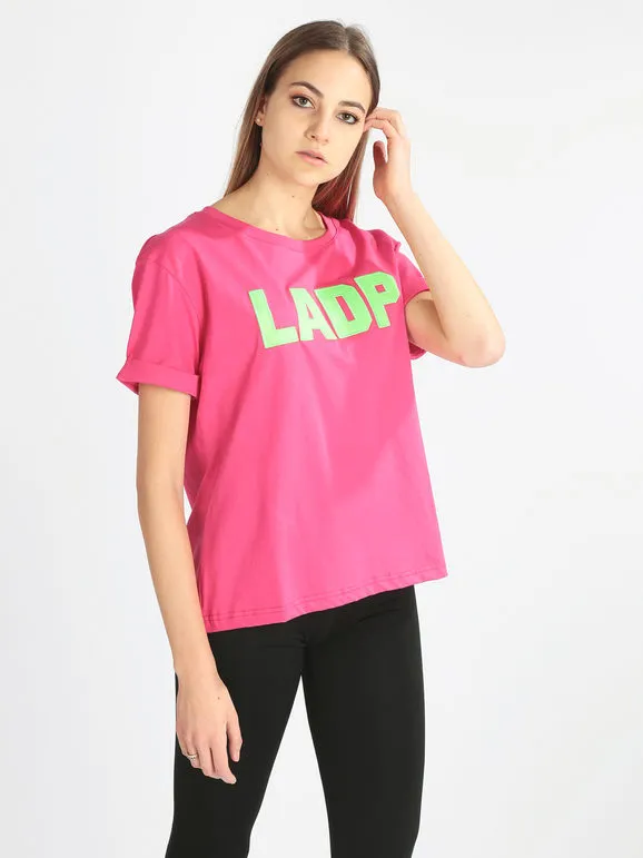 Ladp Camiseta de mujer de manga corta con texto