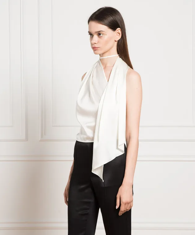 Materiel White silk top with open back