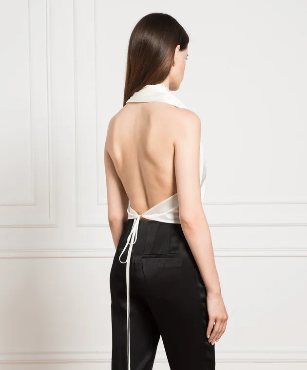Materiel White silk top with open back