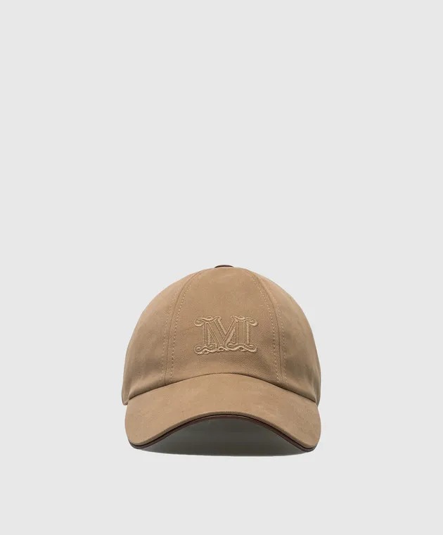 Max Mara Brown RIENZA cap with monogram embroidery