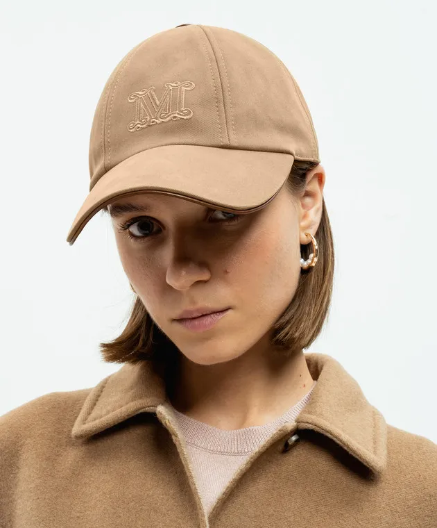 Max Mara Brown RIENZA cap with monogram embroidery