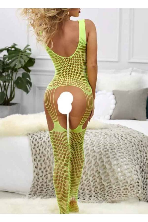 Media entera sexy amarilla bodystocking lencería
