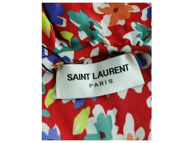 Minivestido asimétrico con estampado multicolor y volantes de un hombro de Saint Laurent 