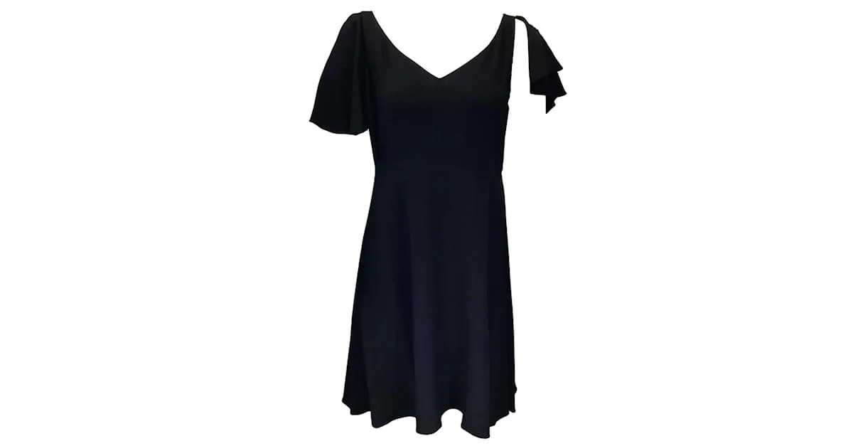 Minivestido negro de crepé con volantes de Saint Laurent 