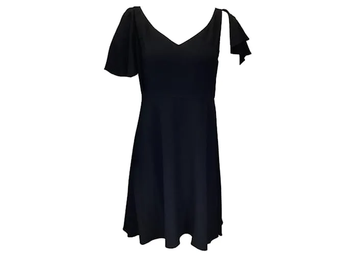 Minivestido negro de crepé con volantes de Saint Laurent 
