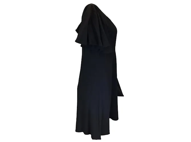 Minivestido negro de crepé con volantes de Saint Laurent 