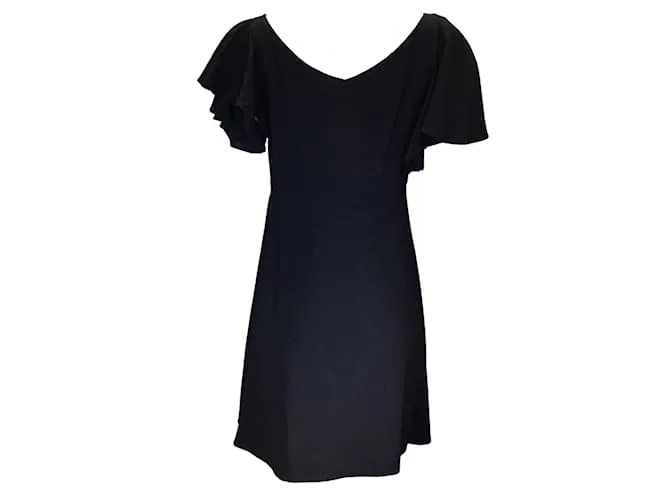 Minivestido negro de crepé con volantes de Saint Laurent 