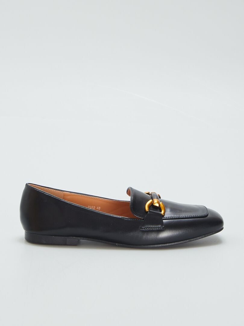 MOCASINES CON TIRAS DORADAS  NEGRO