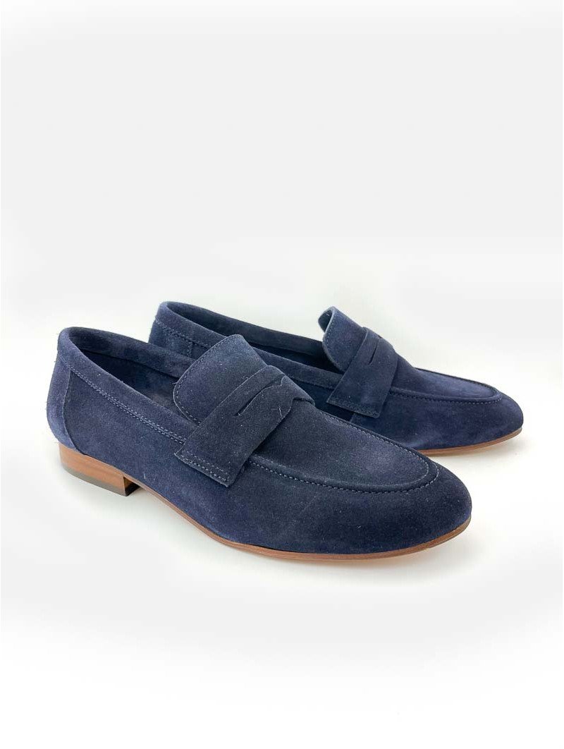 Mocasines Piel Serraje Lince Ante 10402 Azul marino