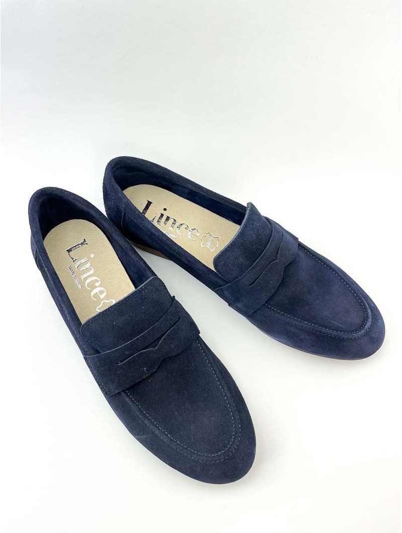 Mocasines Piel Serraje Lince Ante 10402 Azul marino