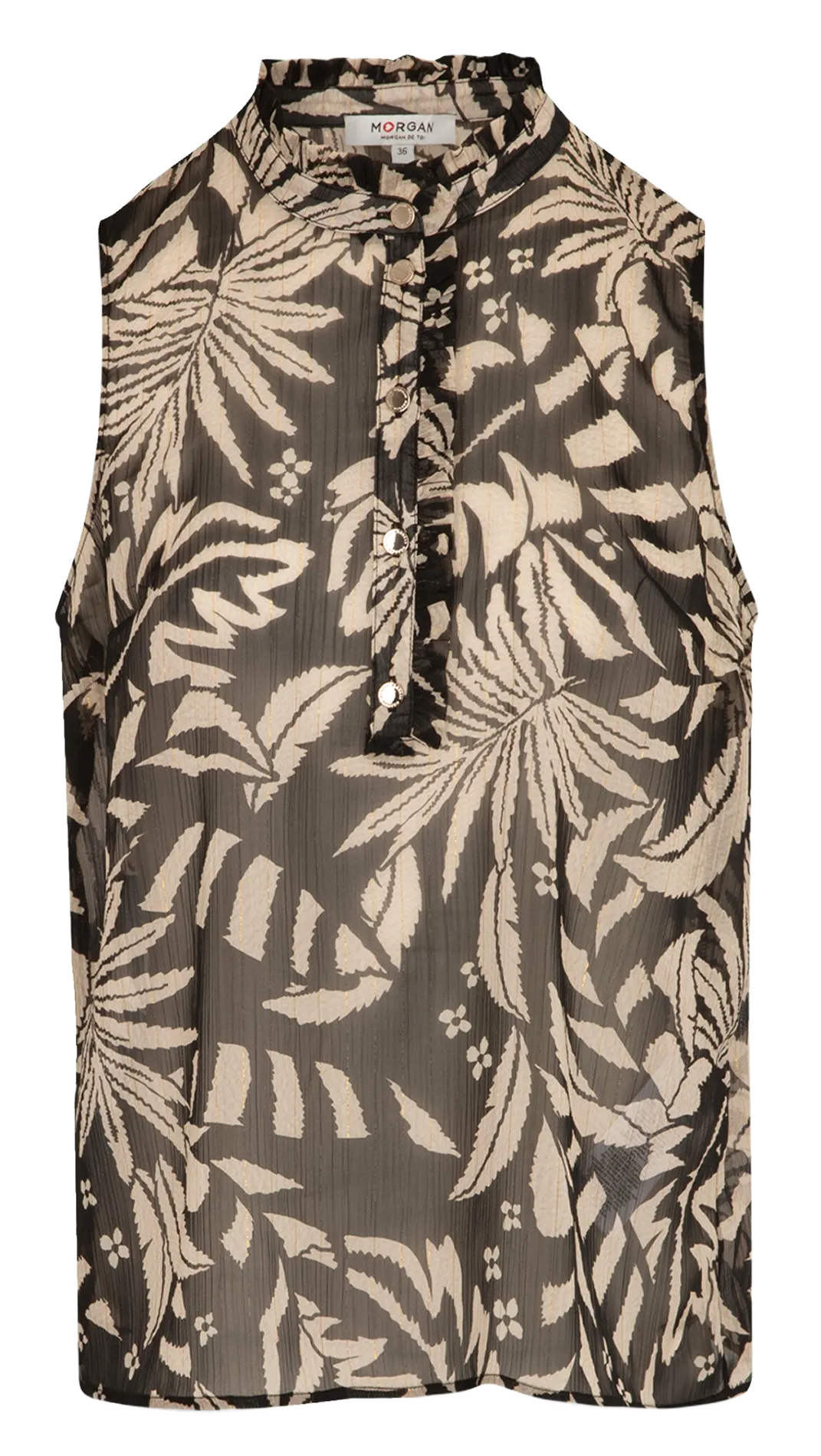 MORGAN OGEO.F  TOP ESTAMPADO CON CUELLO ALTO EN NEGRO