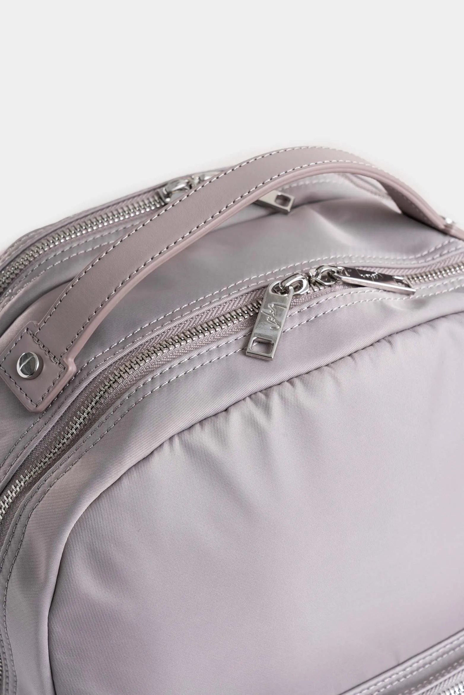 Morral Púrpura de lona para mujer manija cuero