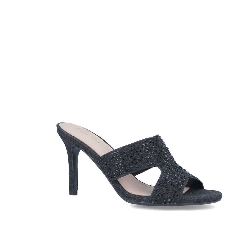 Mules negros con cristales
