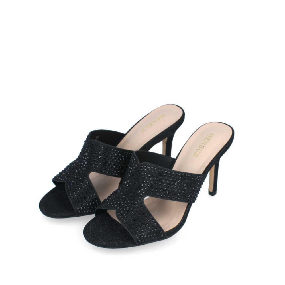 Mules negros con cristales
