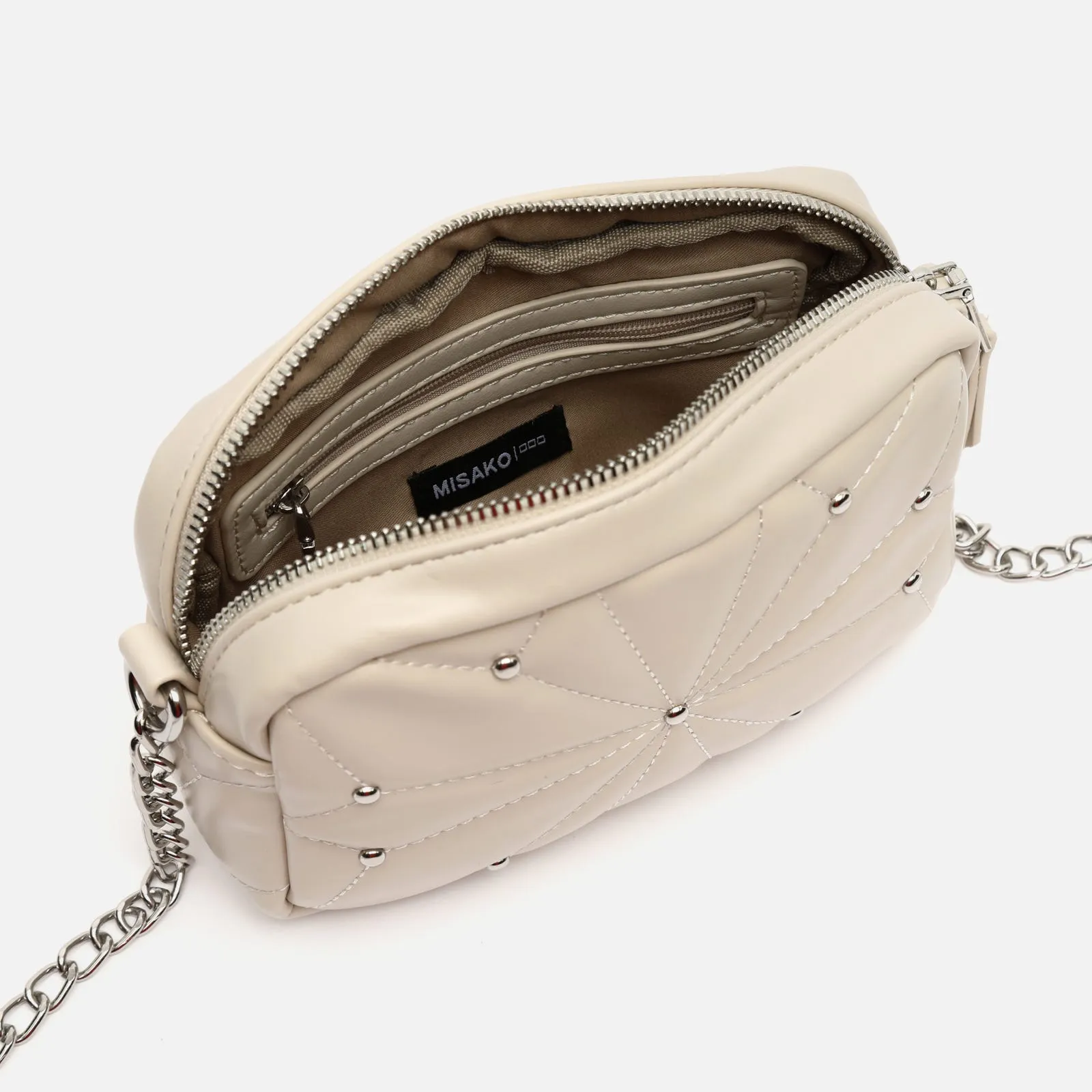 Naida bolso bandolera pequeo acolchado con detalles metálicos