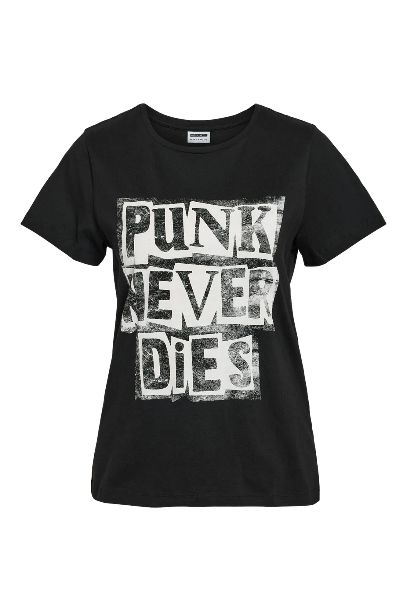 Noisy May Camiseta de manga corta con cuello redondo y estampado punk frontal