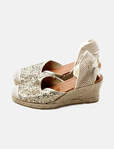 NoName Alpargata beige glitter