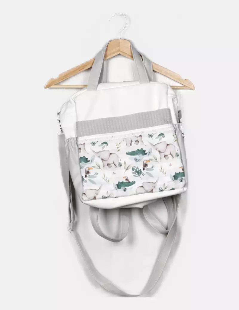 NoName Mochila blanca estampada