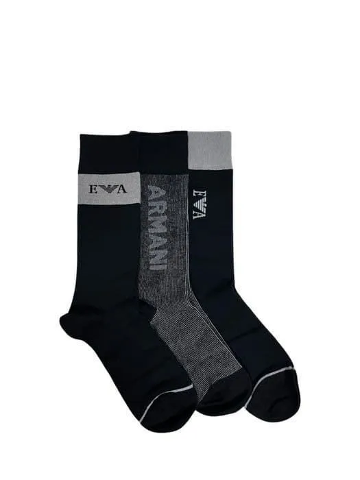 Pack 3 Calcentines Emporio Armani 302402 3F283 31121 nero righe/nero/nero