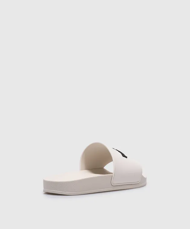 Palm Angels Beige sliders with textured logo