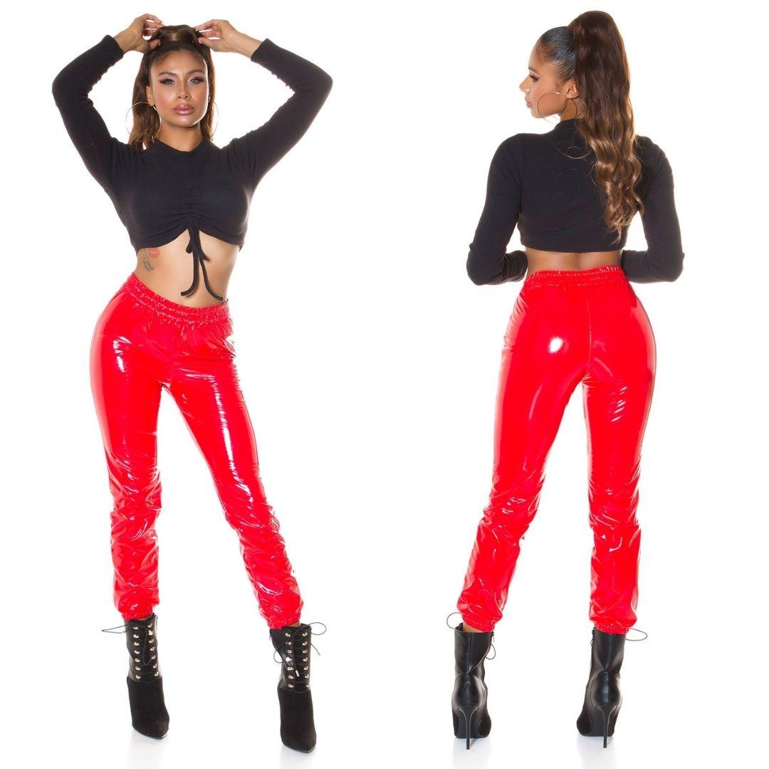 Pantalones Look Latex Rojo 