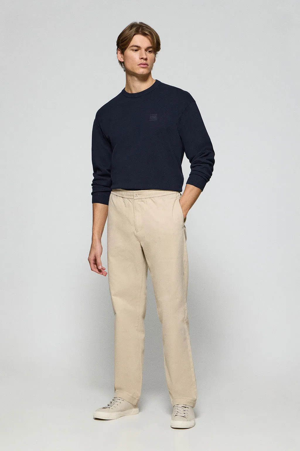 Pantalón beige Trent con cintura elástica y detalles Polo Club