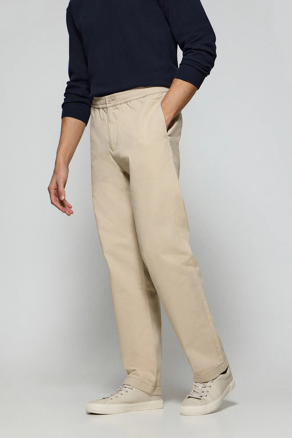 Pantalón beige Trent con cintura elástica y detalles Polo Club