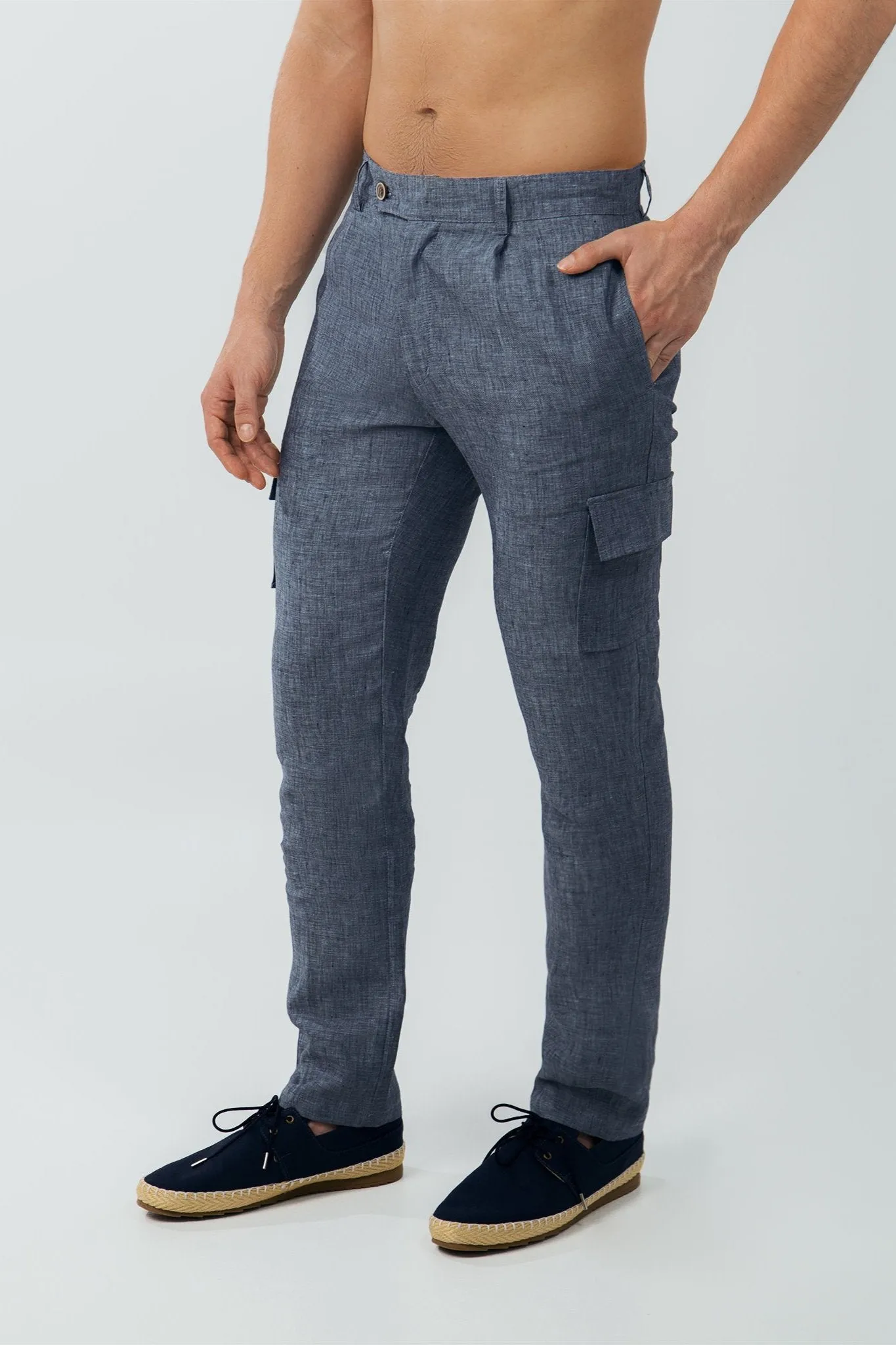 PANTALóN CARGO 100% LINO  EUROPEAN FLAX