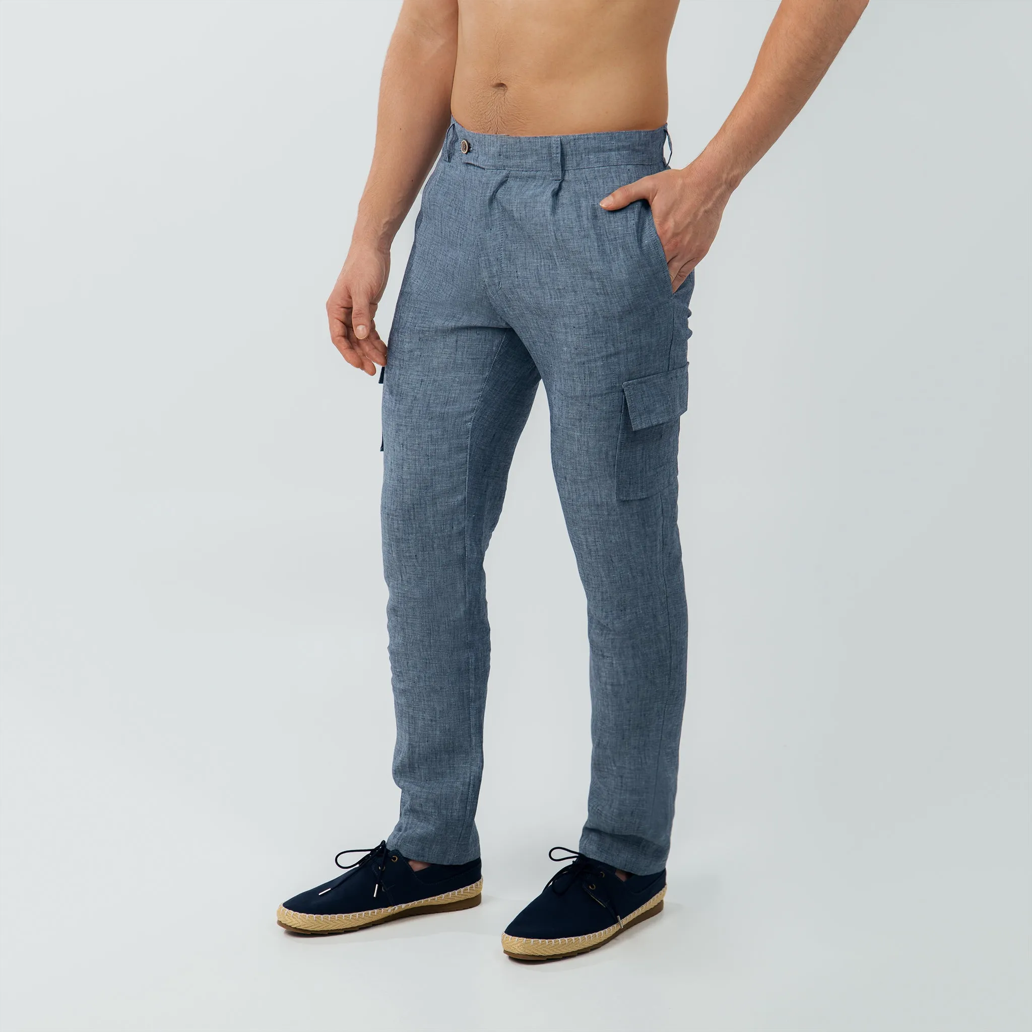 PANTALóN CARGO 100% LINO  EUROPEAN FLAX