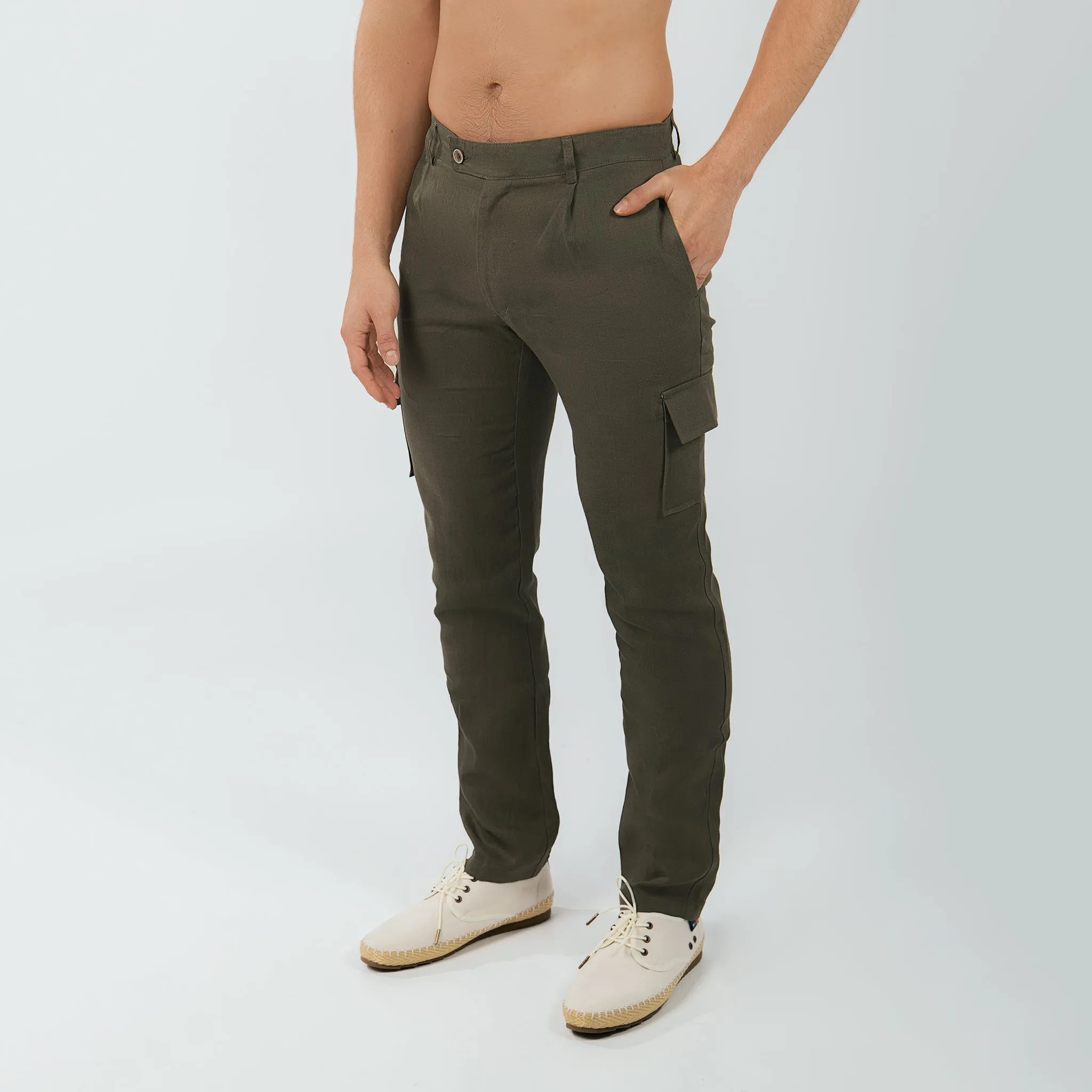 PANTALóN CARGO 100% LINO  EUROPEAN FLAX