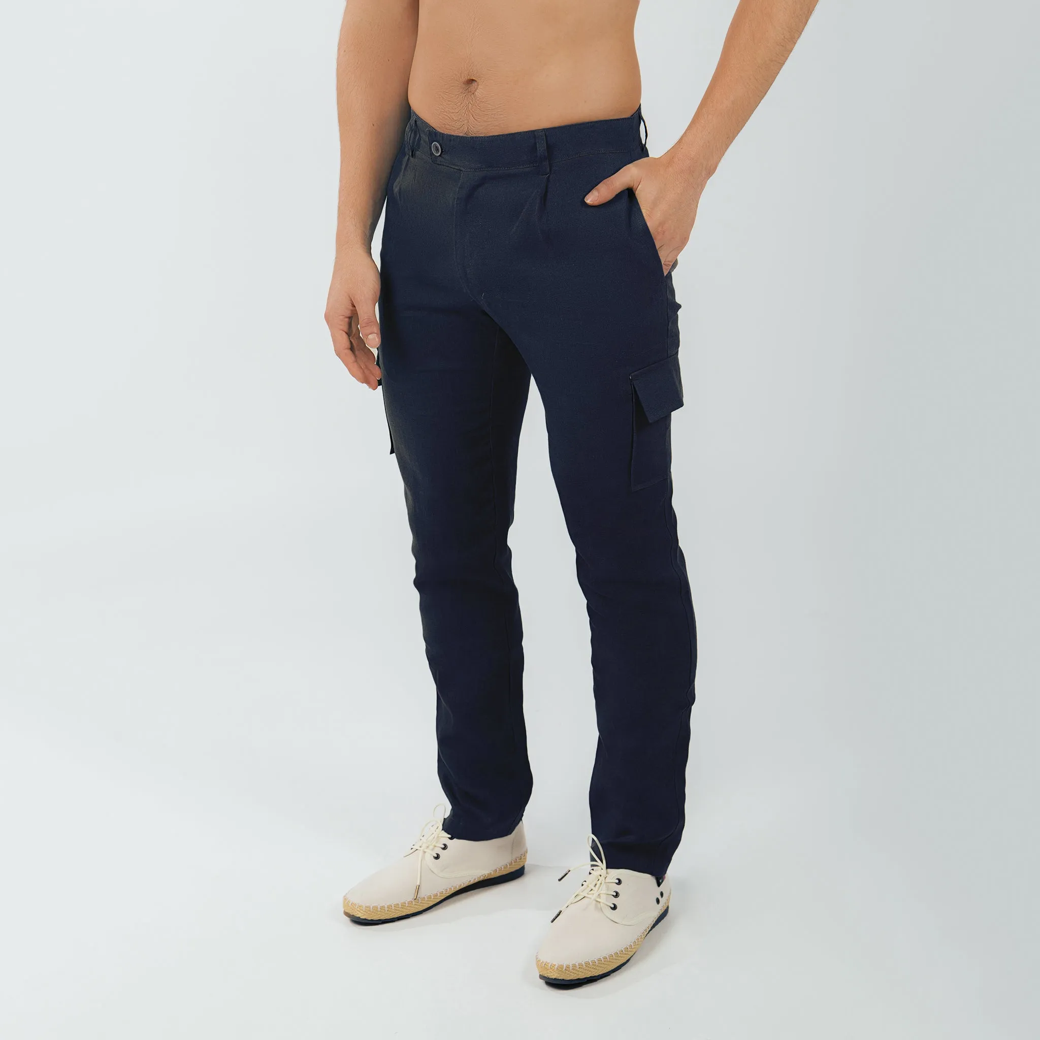PANTALóN CARGO 100% LINO  EUROPEAN FLAX