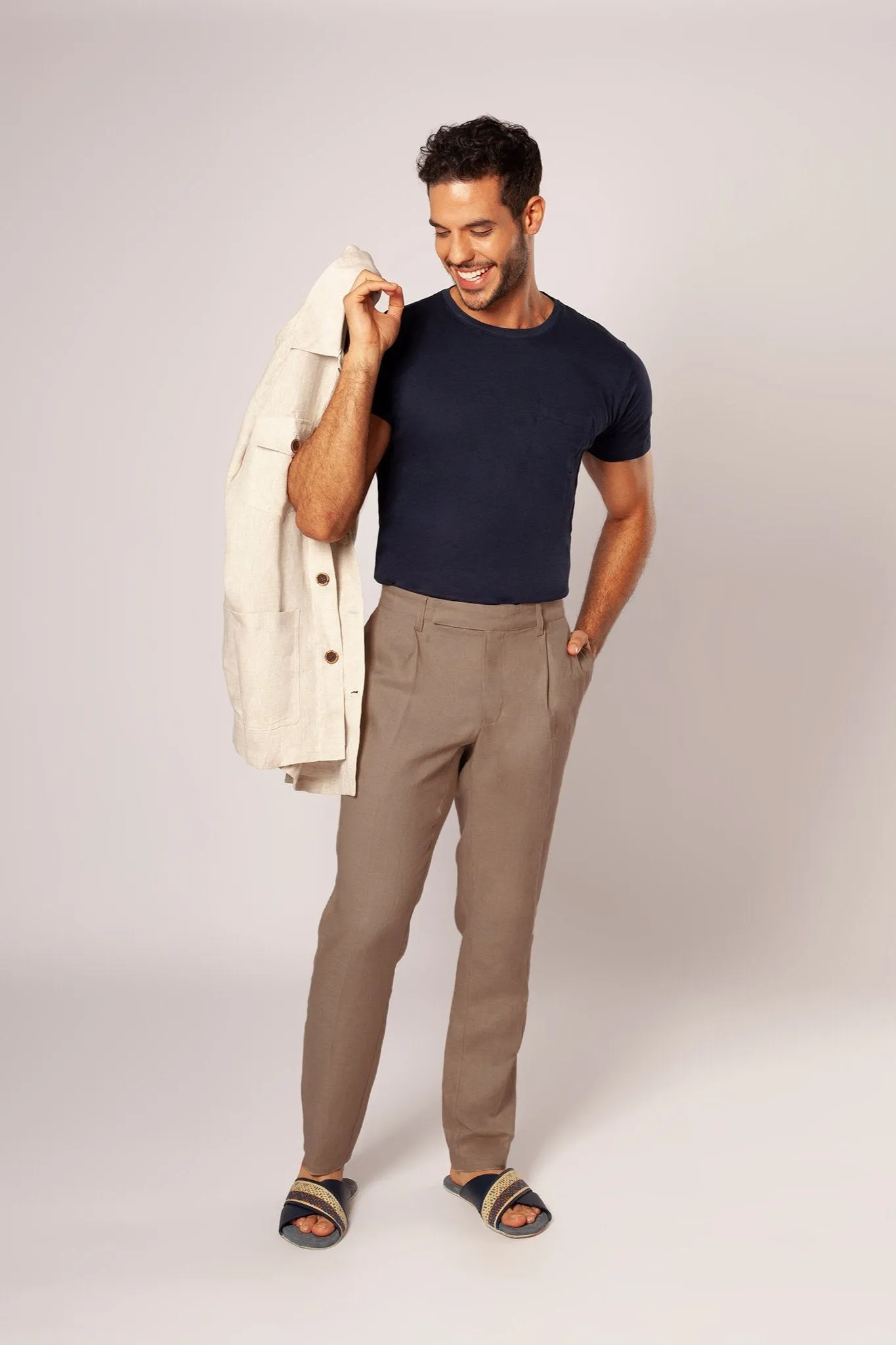 PANTALóN CON PRENSES 100% LINO  EUROPEAN FLAX