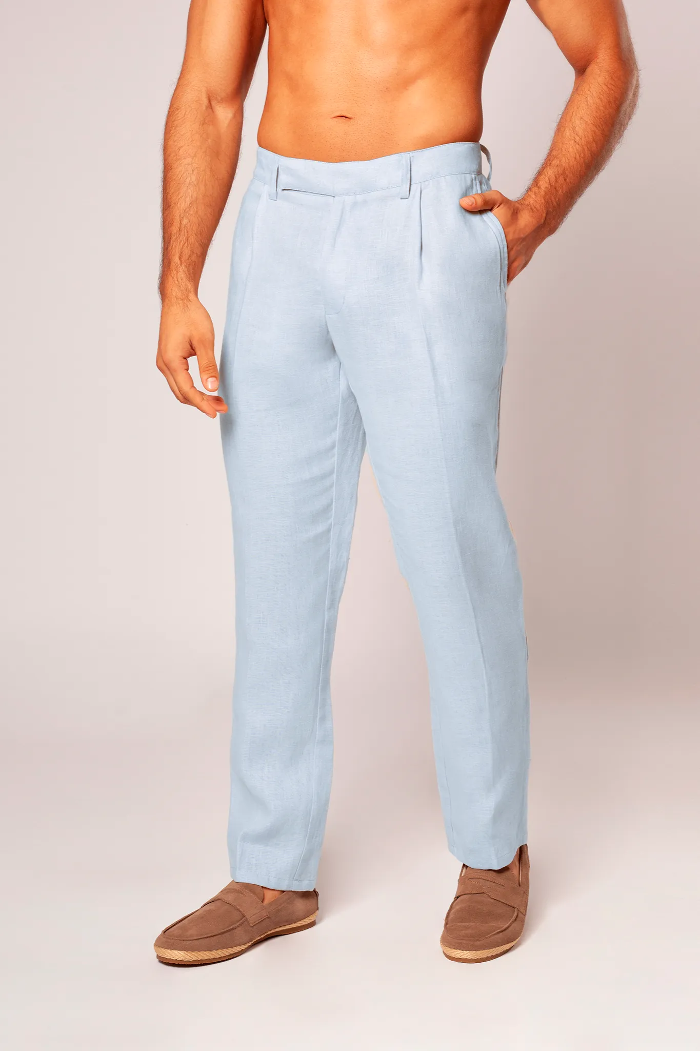 PANTALóN CON PRENSES 100% LINO  EUROPEAN FLAX
